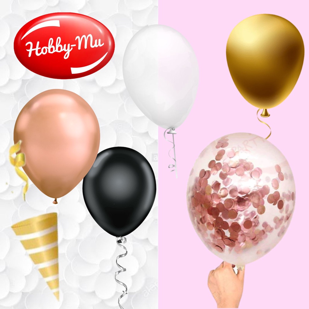 Balon Warna Rose Gold Hitam Putih Metalik Untuk Dekorasi Pesta 120 Pcs