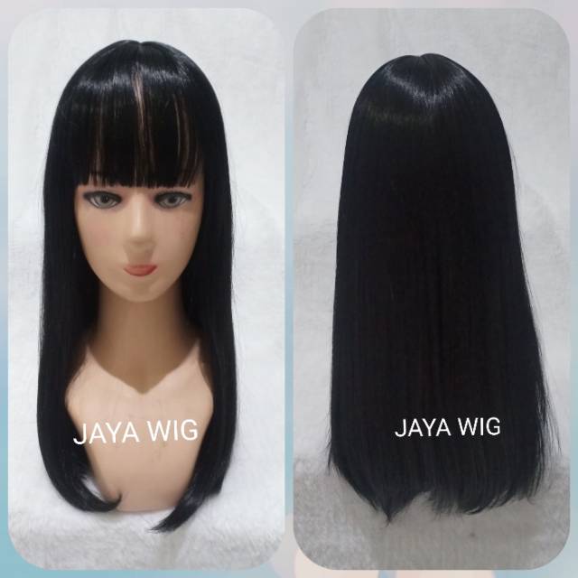 Wig Rambut Palsu Wanita Lurus Panjang /Wig Panjang Sebahu /Wig Lurus Warna Hitam