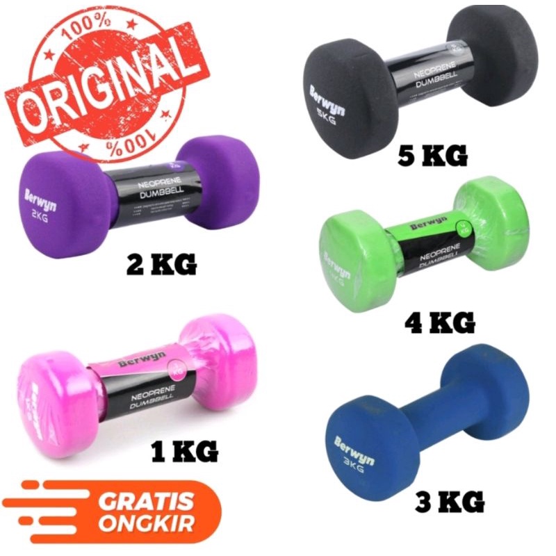 ACE BARBEL DUMBBELL NEOPRENE 1 KG / 2 KG / 3 KG / 4 KG / 5 KG Berwyn Kinetic Dumbell Neoprene Blue 5