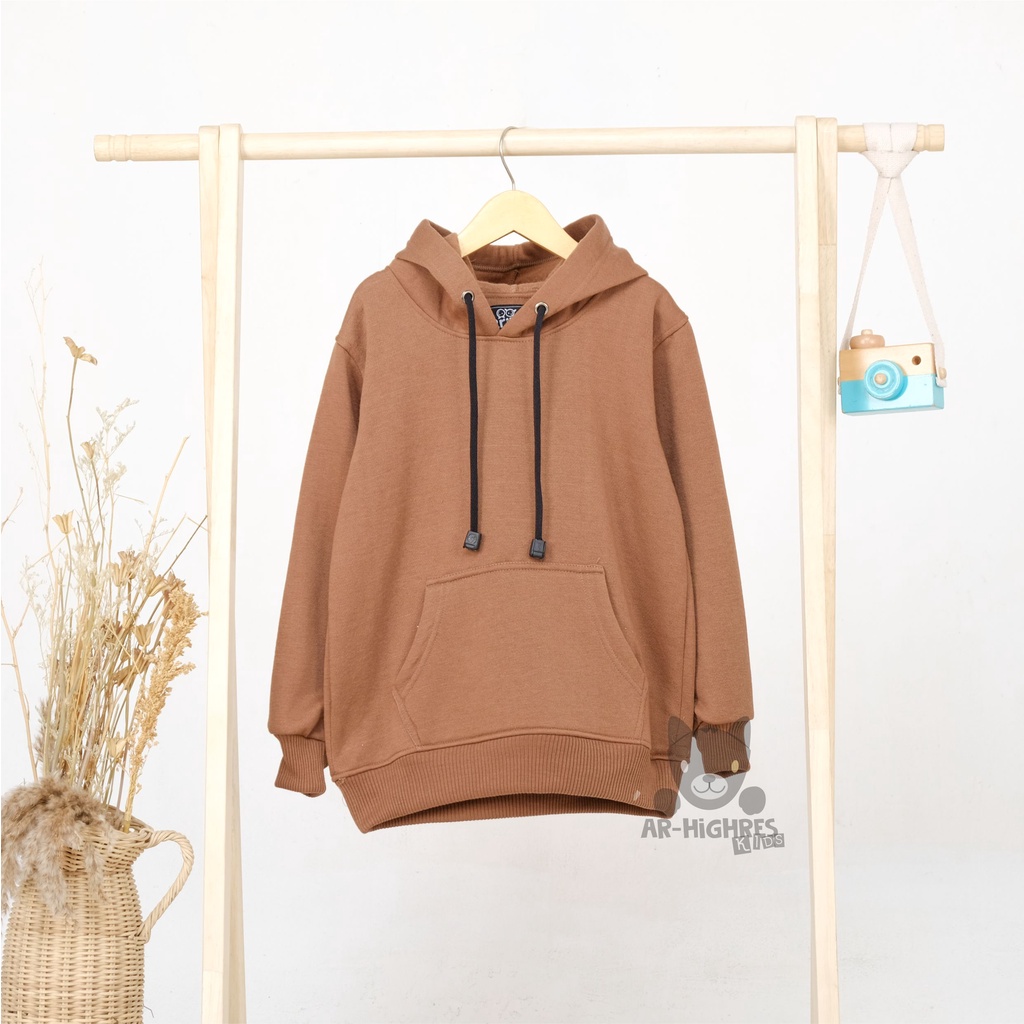 Hoodie Anak Polos Laki-laki / hoddie anak|Perempuan ArhighresKids  Bahan Fleece Tebal Warna Moca