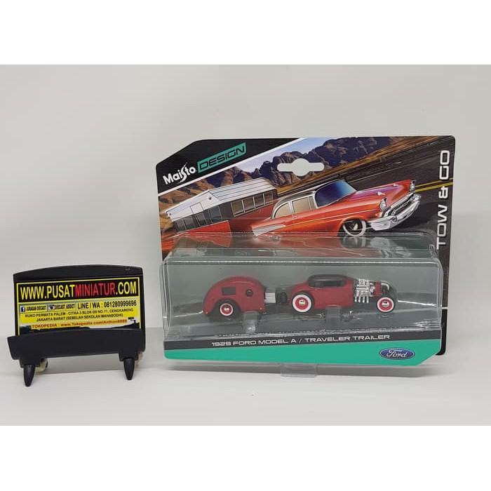 1929 FORD MODEL A - TRAVELER TRAILER - SKALA 64 - MAISTO DESIGN