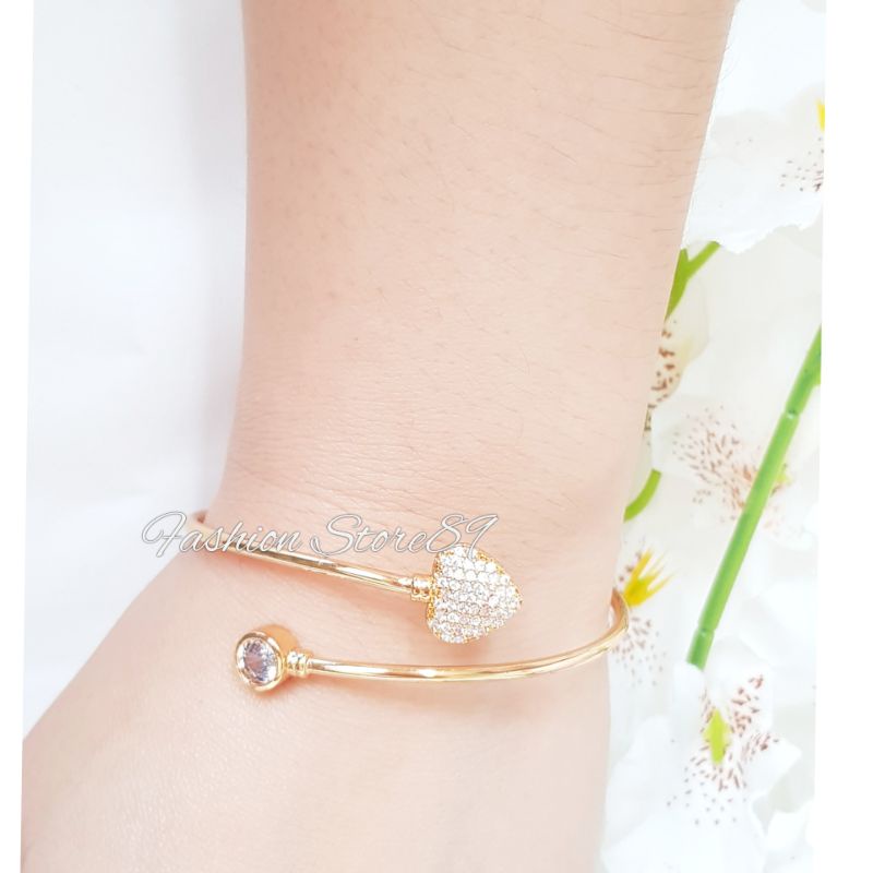 Gelang Bangle Flexibel Love Permata Perhiasan Xuping Lapis Emas 18k gelang flexibel impor Fashion