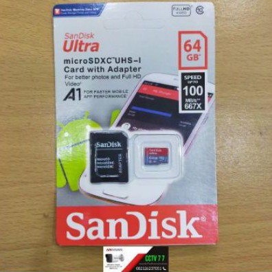 MEMORI MICRO SD 64GB SANDISK / MEMORI SANDISK 64GB TERLARIS
