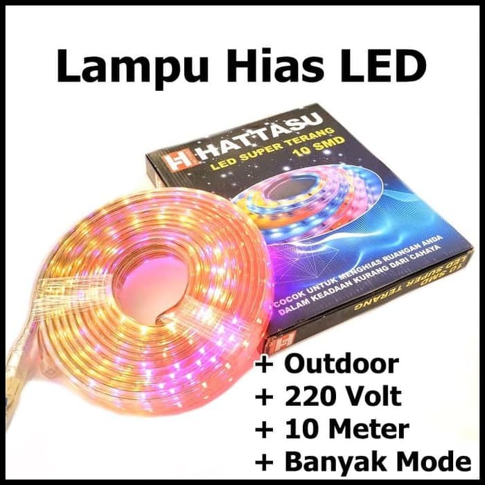 Lampu Selang Hias LED Super Terang HATTASU 10 SMD 220 Volt RGB Mode