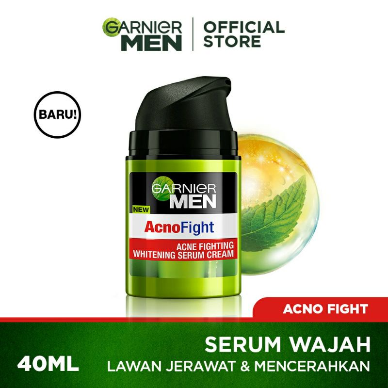 Garnier Men Acno Fight Acne Fighting Brightening Serum Cream Skin Care - 40 ml (Serum Wajah Pria)