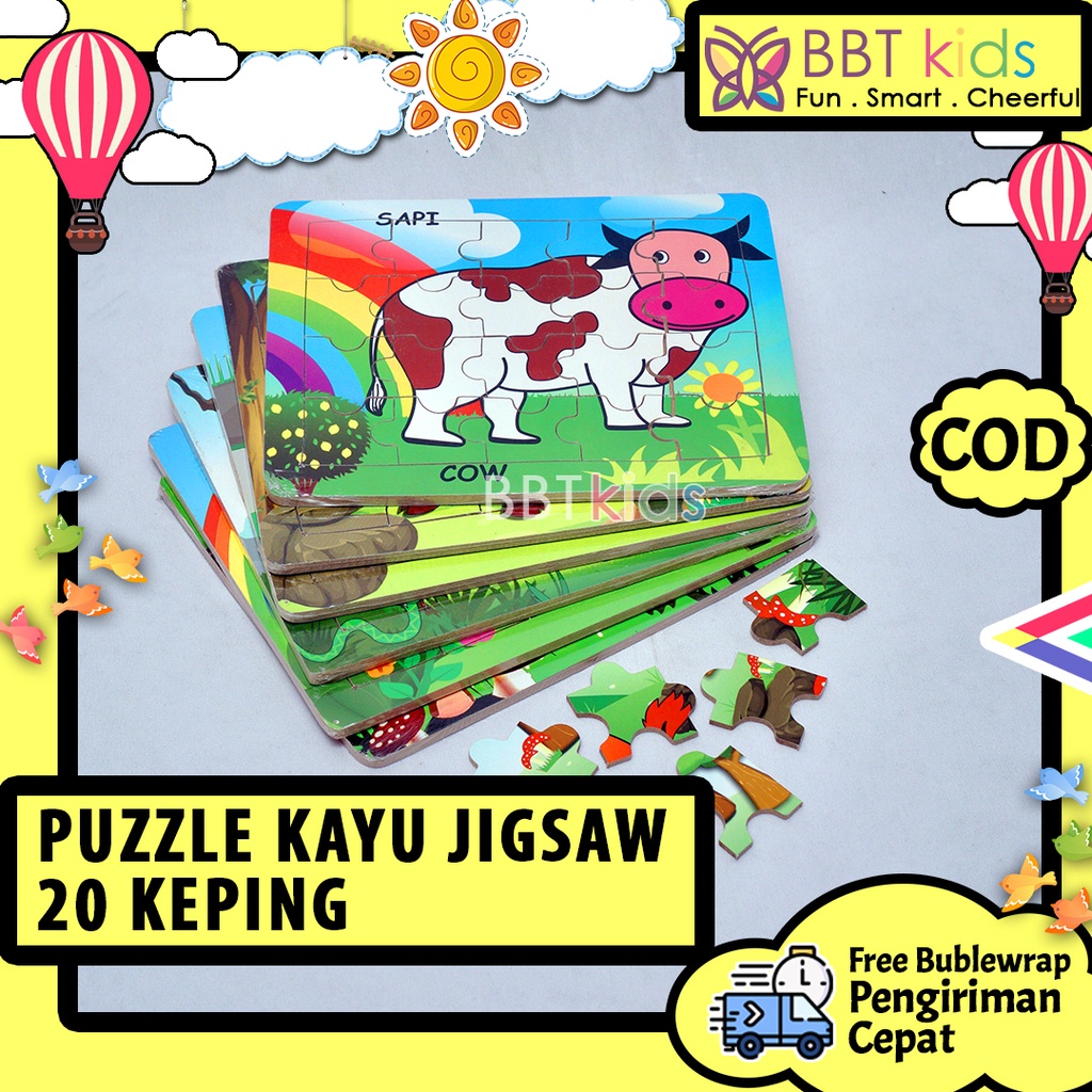 SIMPLE JIGSAW PUZZLE WOODEN KAYU GAMBAR HEWAN