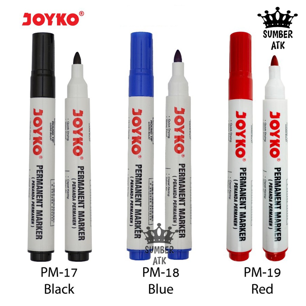 

Permanent Marker / Spidol Permanen Joyko PM-17 PM-18 PM-19/ Round Tip HITAM BIRU MERAH - 1 PCS