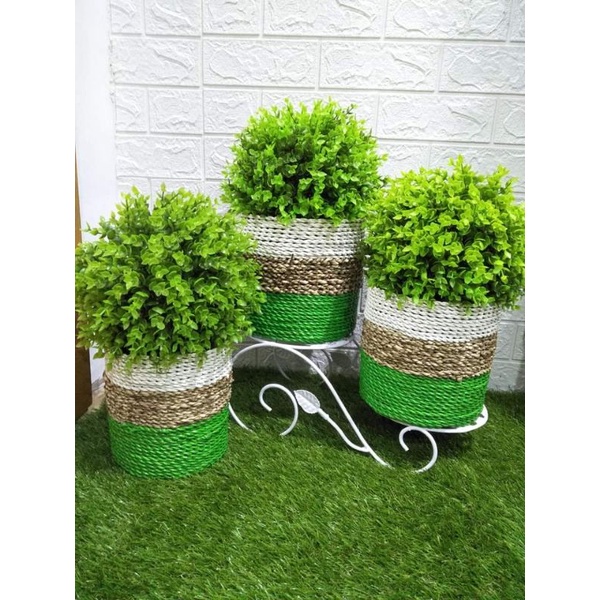 COVER POT BUNGA ANYAMAN ISI 3 KOMBINASI SEAGRASS