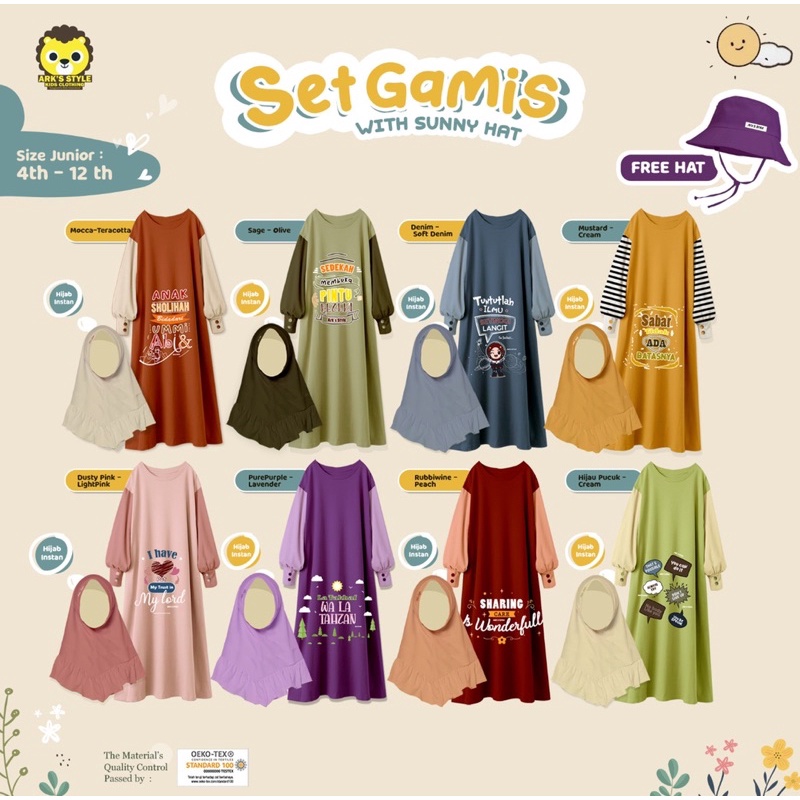 GAMIS SET KERUDUNG + SUNNY HAT ARK'S STYLE //GAMIS ANAK