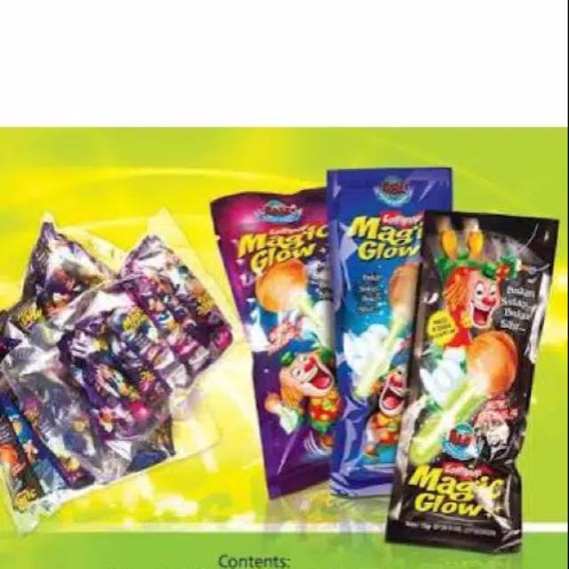 Permen Magic Glow Lolipop Rasa Vanila | Gagang Nyala | Polos | Gagang Tiup