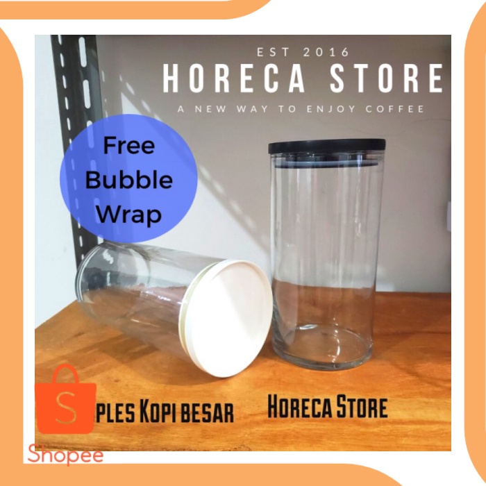 Toples Kopi Kaca Kedap Udara Besar 1 Liter. Container Kopi Besar - Pu