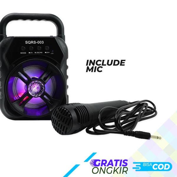 SPEAKER BLUETOOTH SUPER BASS 3 INCH FREE MIC KARAOKE FM SQRS 003