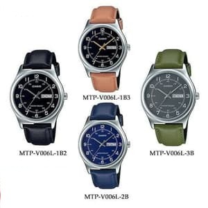 CASIO ORIGINAL MTP-V006L Series - Date- JAM TANGAN PRIA - KULIT -Analog