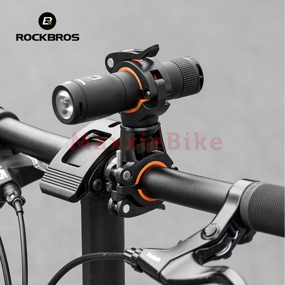 ROCKBROS DJ1001 Bracket Lampu Sepeda Bicycle Rotating Light Double Holder Quick Release