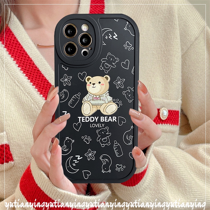 Soft Case Desain Teddy Bear Untuk OPPO A57 2022 A15 A95 A76 A55 A15s A5S A7 A12 A16K Reno 7Z 5 7 6 4 4F A96 A16 A33 A36 A72 A94 A53 A52 A1K A53 A52 A9