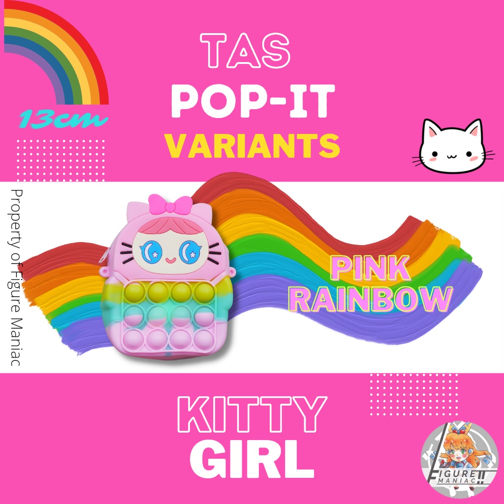 Tas Pop It Mini Kitty Girl Sling bag edition premium import size 13 cm free tali selempang Tas Anak Tas Handphone Tas Mainan Anak Tas Sekolah