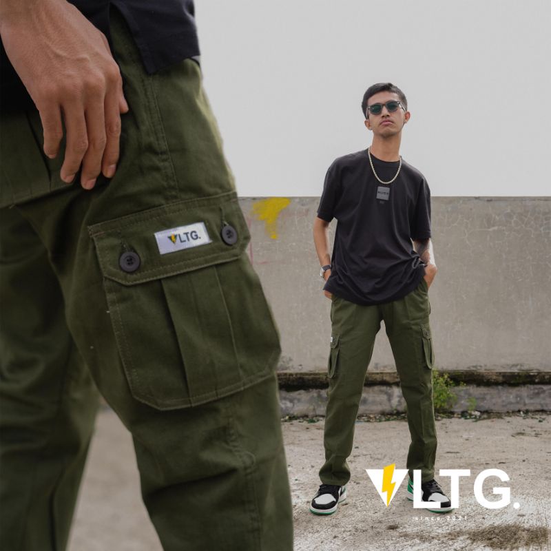 Celana Cargo Panjang VLTG.industry Green Army Kualitas Bahan Premium Grade A