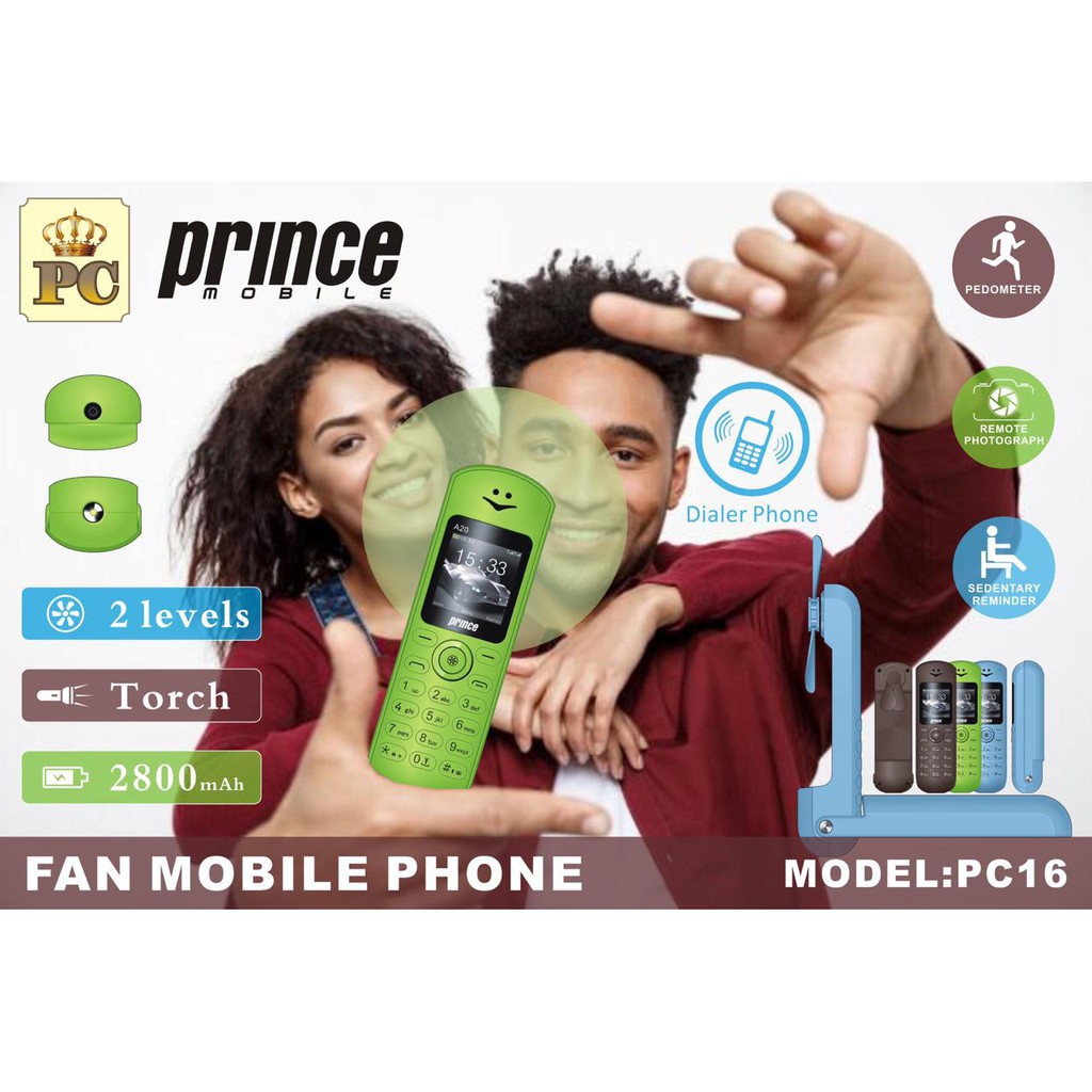 Handphone PRINCE PC16 Fan HP Dual SIM Hape Kipas Angin Portable Mp3 Senter PC 16 Murah ORIGINAL