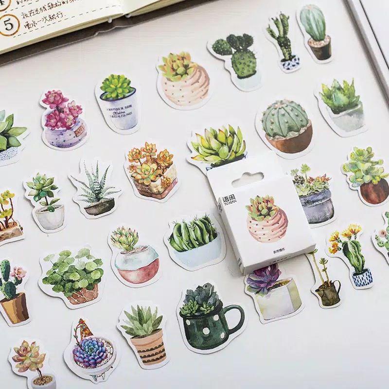 

Sticker POT Kaktus deco bujo sticker diary scrapbook jurnal tugas sekolah