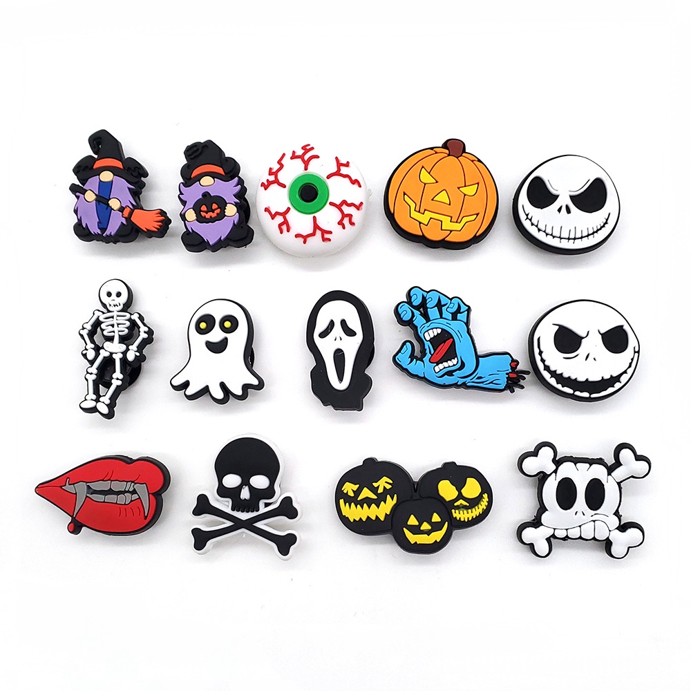 Charms sepatu Crocs Pin Jibbitz DIY Dapat Dilepas Desain Kartun halloween seri sandal decorate accessories Untuk Aksesoris Sepatu Sandal Unisex