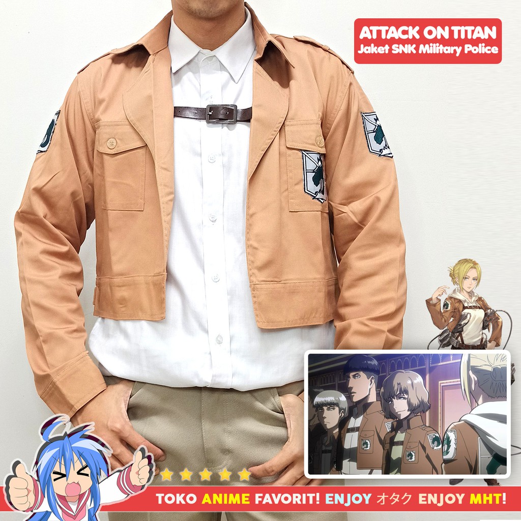 Jaket Attack On Titan BORDIR Anime AOT SNK Shingeki no Kyojin Military Police Short Cosplay Annie Leonhart