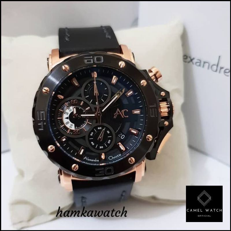 Promo jam tangan pria alexander cristie original ac9205 rosegold black