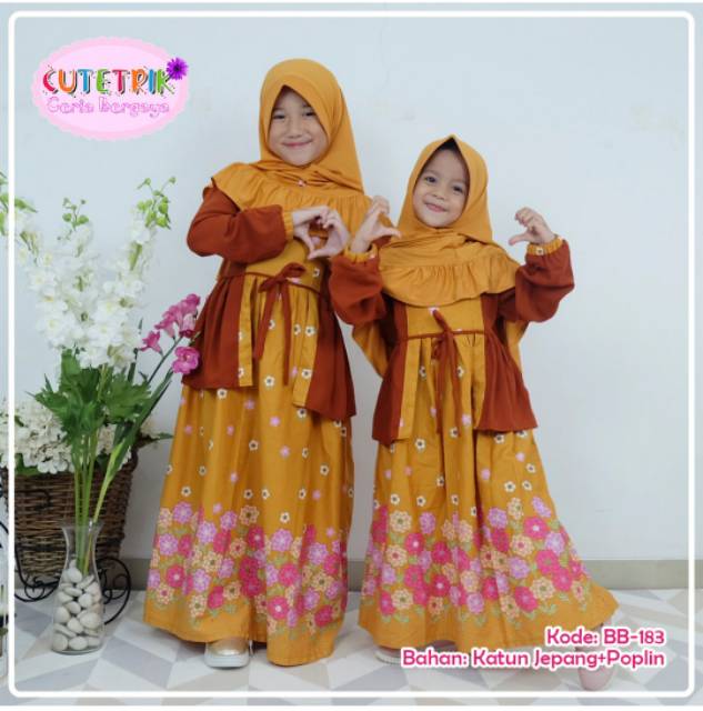 Gamis Anak Cutetrik Katun Jepang Kuning Kunyit / Mustard / Gold