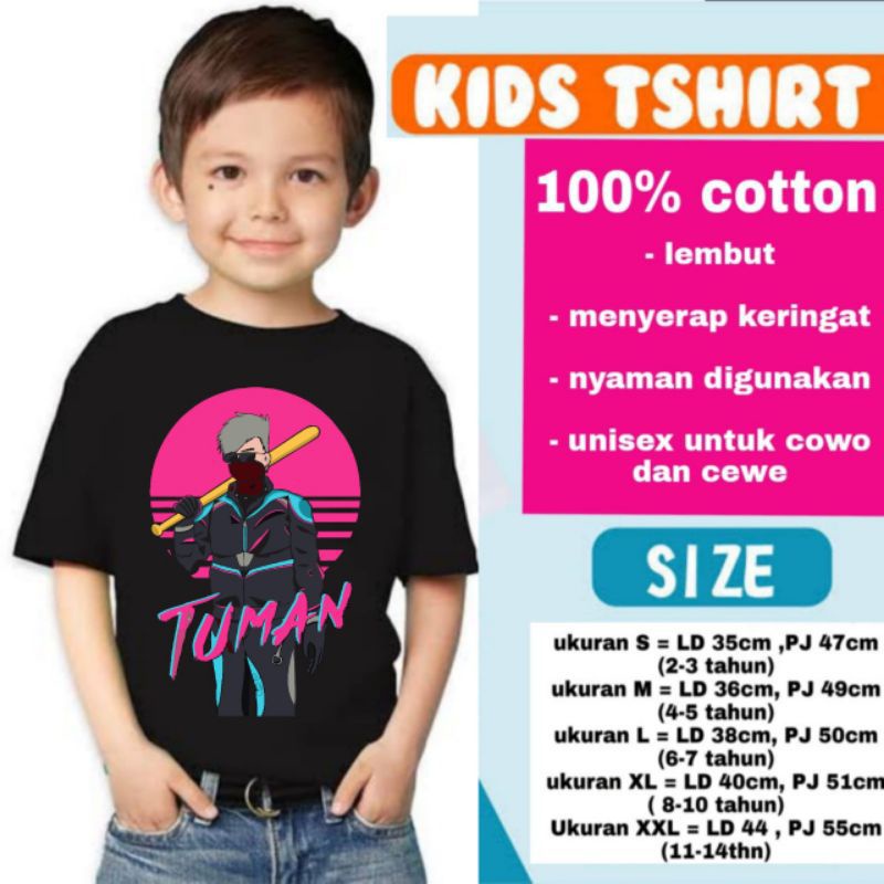 TSHIRT TUMAN | KAOS MILLIART X RIZALMUK | TUMAN Free Fire KAOS ANAK T-SHIRT KIDS BAJU ANAK UMUR 1 - 