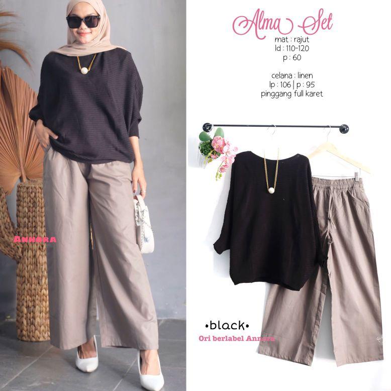 ki✲Laris↓ alma set #3 setelan rajut celana linen emirate 68