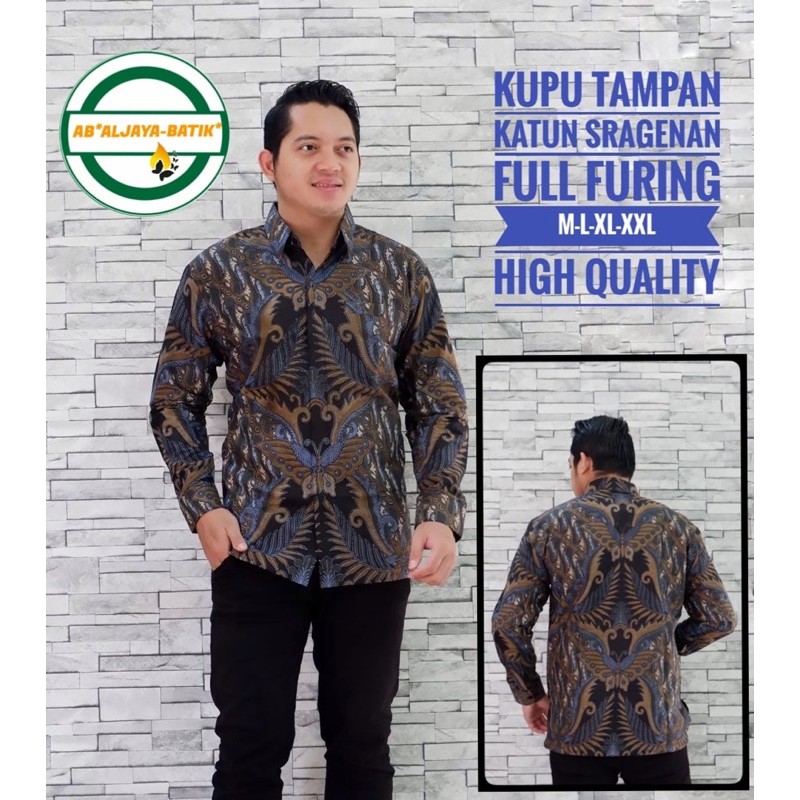 BATIK PRIA KUPU TAMPAN LAPIS FURING KATUN HALUS SRAGENAN SIZE M-XXL HIGH QUALITY ASLI SOLO