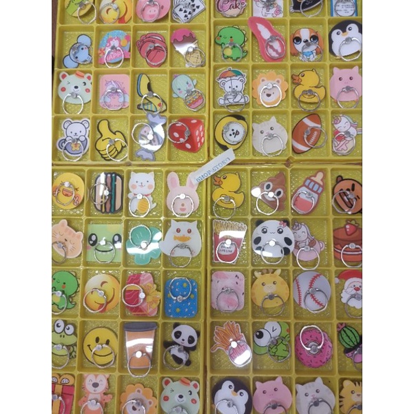 100 pcs iring partai ring hp phone holder standing hp karakter lucu