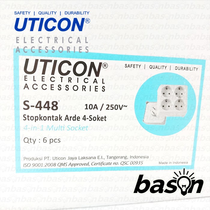 UTICON S448N Stop Kontak 4 Lubang Arde DENGAN STEKER