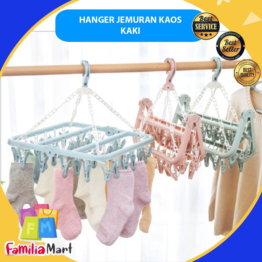 Hanger Lipat Gantungan Jemuran Kaos Kaki Baju Pakaian Bayi 32 Jepit