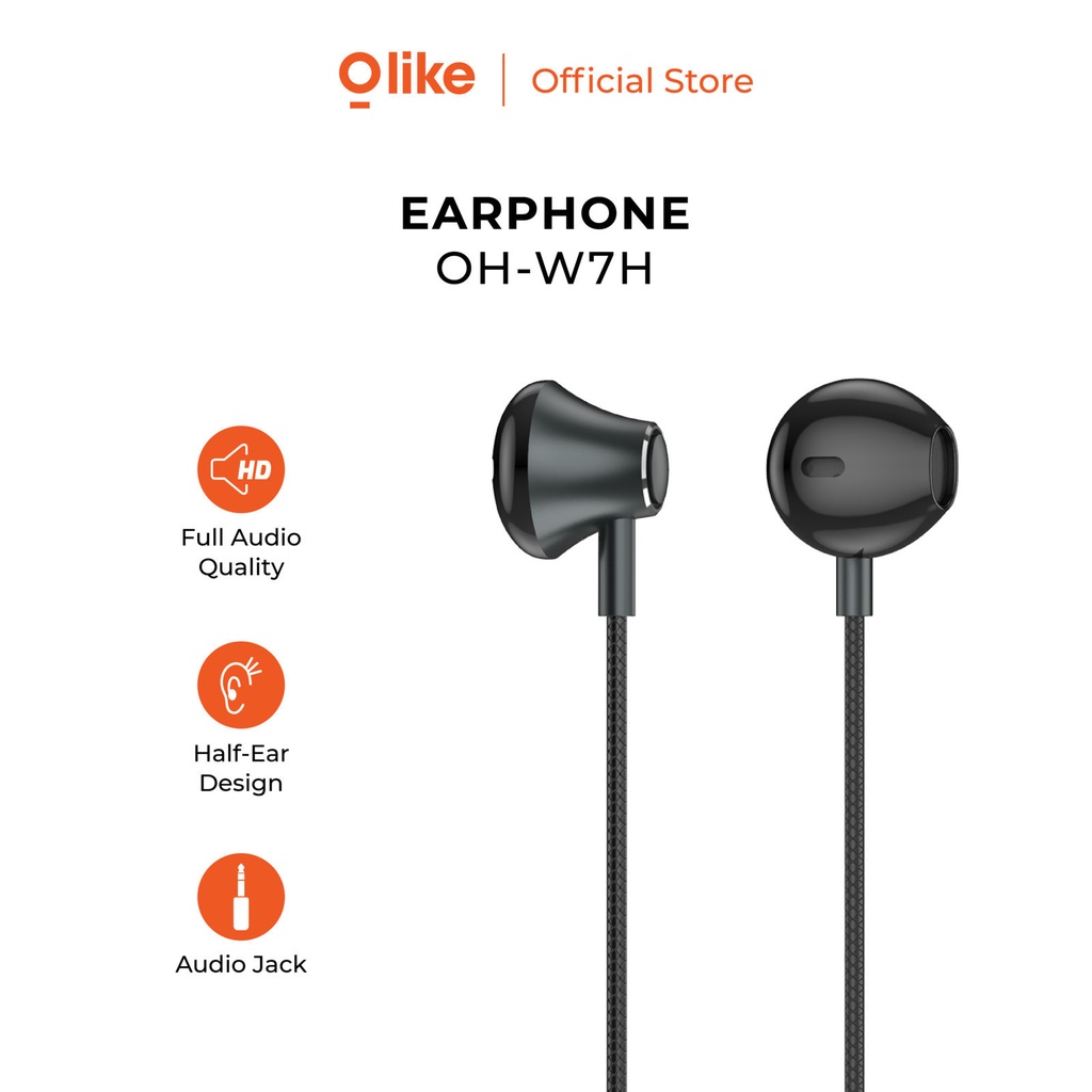 Olike Wired Earphone Headset In Ear Handsfree Cable Length 120 cm Garansi Resmi 6 Bulan OH-W7H