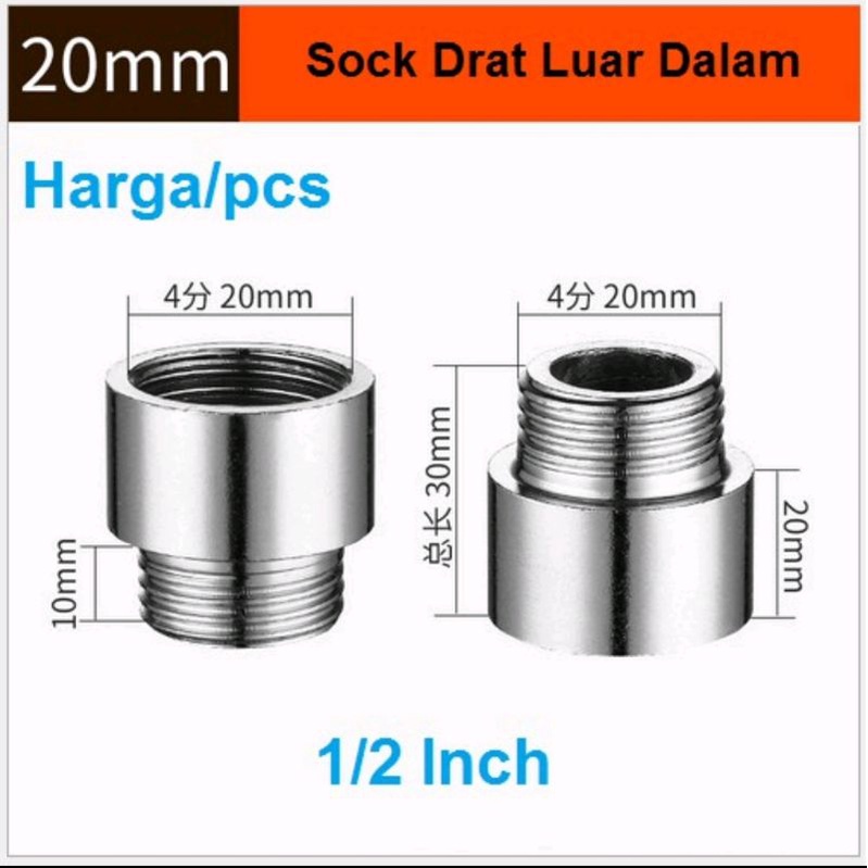 SOCKDRAT LUAR DALAM 1/2&quot; STEINLESS