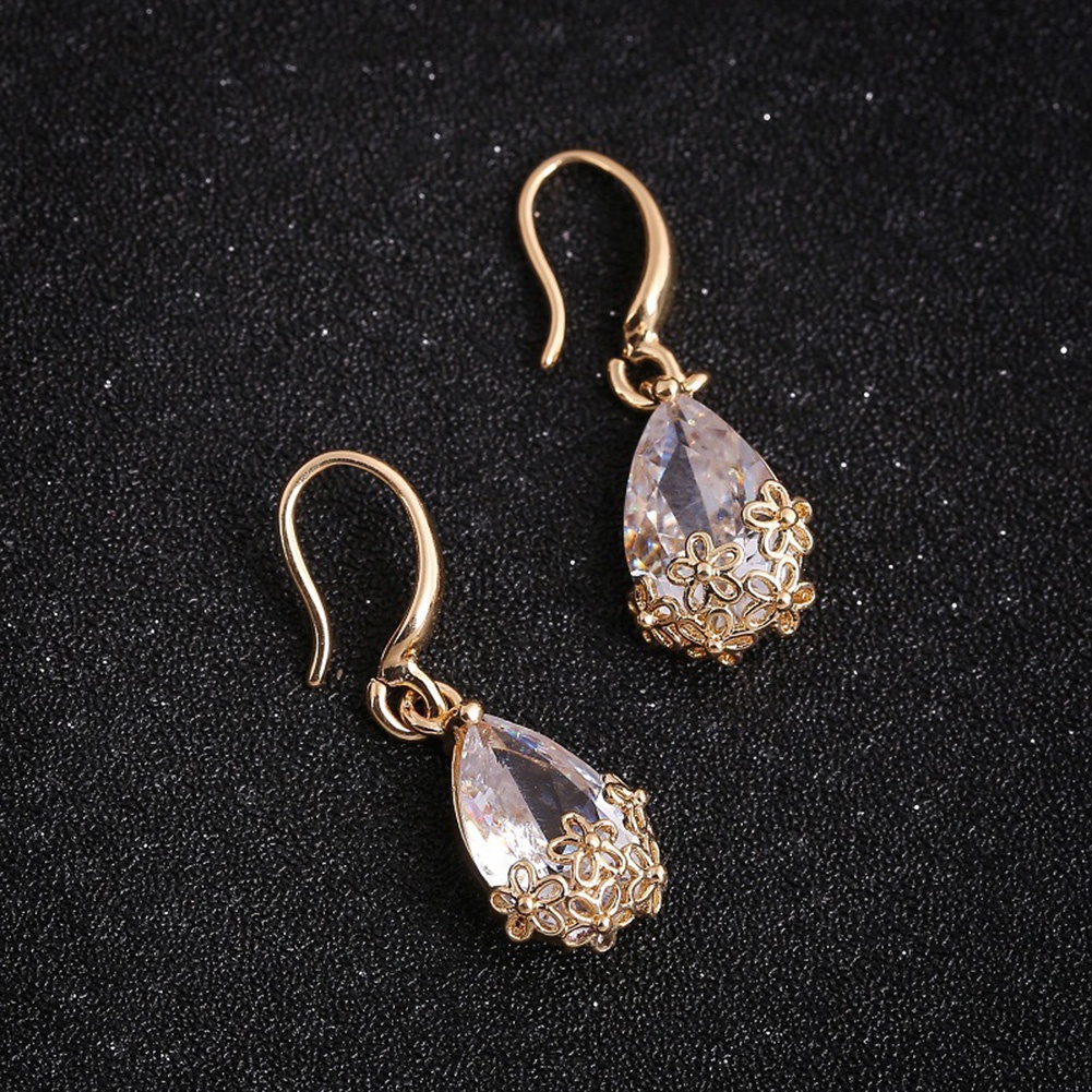 Hu Hu Hu Hu Hu Alat Bantu Pasang Kacamata♡ Anting Kait Gantung Wanita Desain Tetesan Airbunga Hias Cubic Zirconia Gaya Elegan Untuk Hadiah