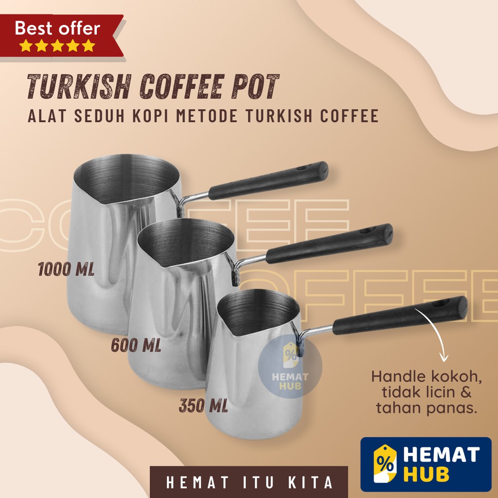 Teko Kopi Turki Long Handle Tubruk Ceret Stainless Steel Kettle V60 Pour Over Drip Maker Pot