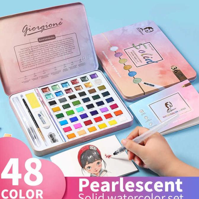 

TERBARUU!! Giorgione Watercolor Set 36 / 48 with Pearlescent Starry Colors TERLARIS