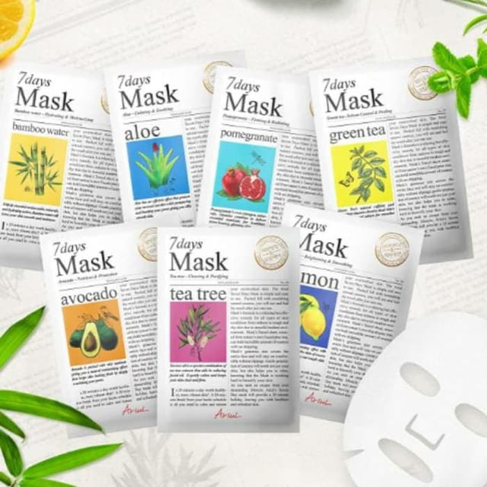 [BPOM] ARIUL 7 DAYS PLUS &amp; NEW SERIES MASK | Sheet Mask Masker Wajah | Korea Tea Tree Lemon