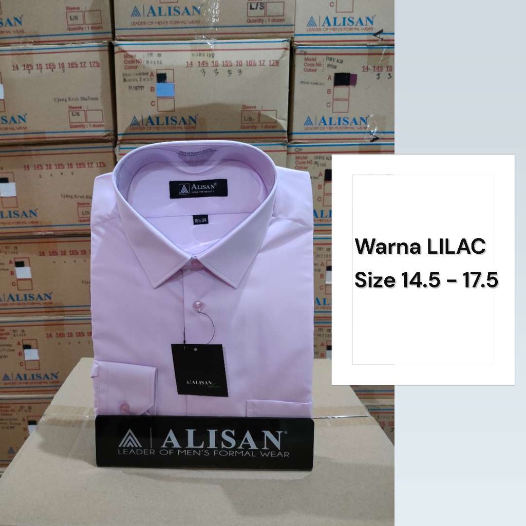 Alisan Kemeja Pria Lengan Panjang Polos Reguler Warna Lilac ORIGINAL