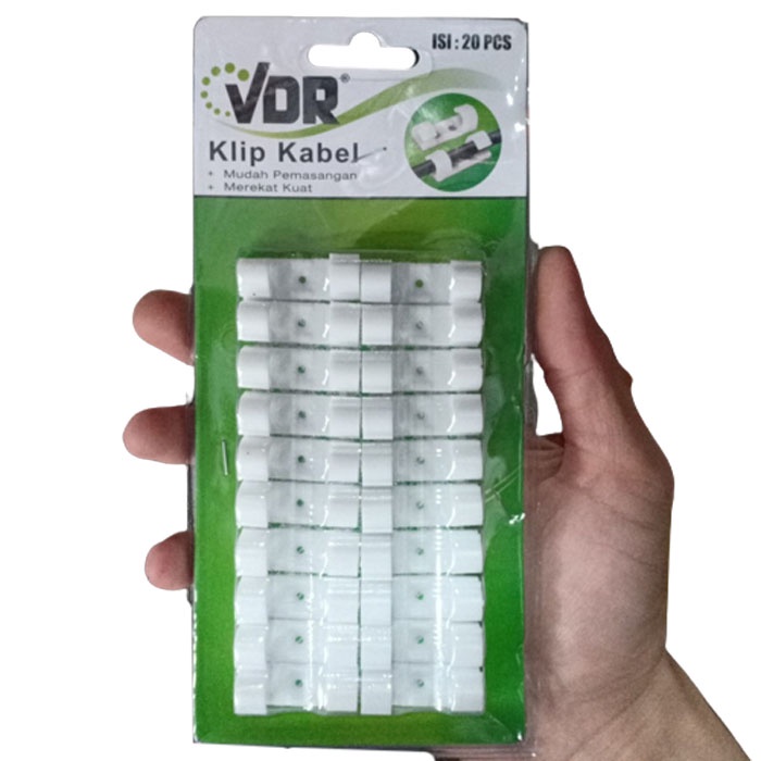 VDR Klip Kabel Tempel Dinding Tembok isi 20 Pcs Klem Cable Clip Wire Organizer