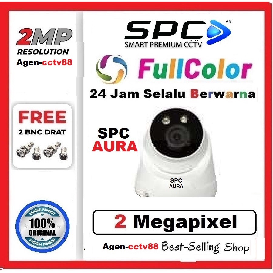 KAMERA 4 IN 1 SPC AURA COLORVU indoor 2MP Full Color 24Jam Selalu Berwarna Free 2 BNC Drat