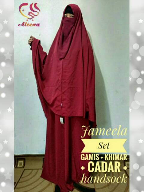 Jameela Set. Gamis+cadar+khimar+handsock