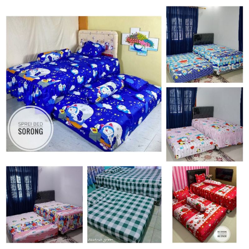 sprei bed sorong atas rumbai 120x200 bawah 120x180