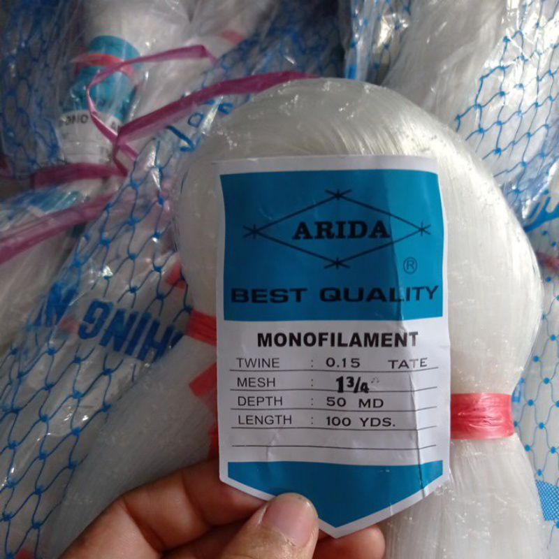 Jaring Ikan Arida 0.15 1¾ inchi 50md/100yds tate pukat ikan jaring ikan senar jaring ikan murah jari