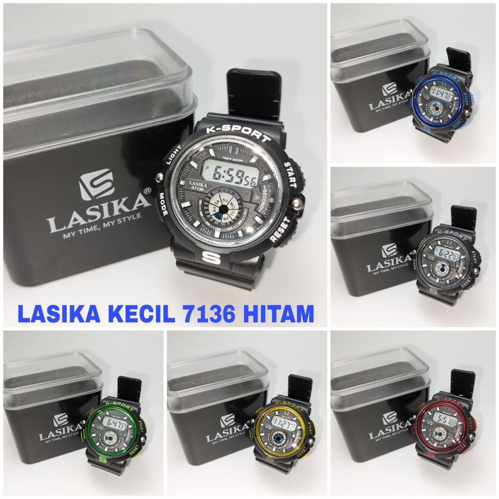 Water Resist Jam Tangan Digital Lasika Type 7136 Series Hitam Free Box Premium