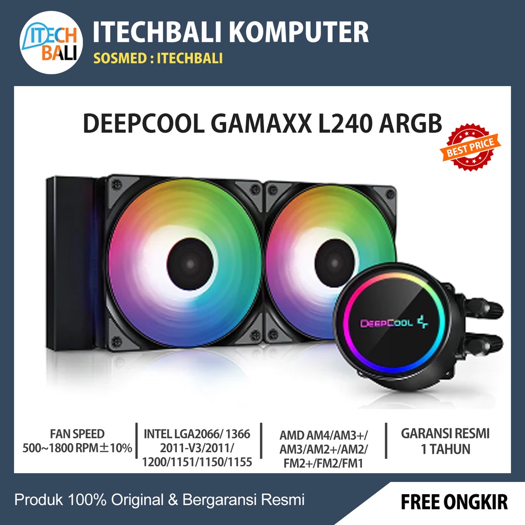 DEEPCOOL GAMMAXX L240 A-RGB Anti Leak Liquid Cooler | ITECHBALI