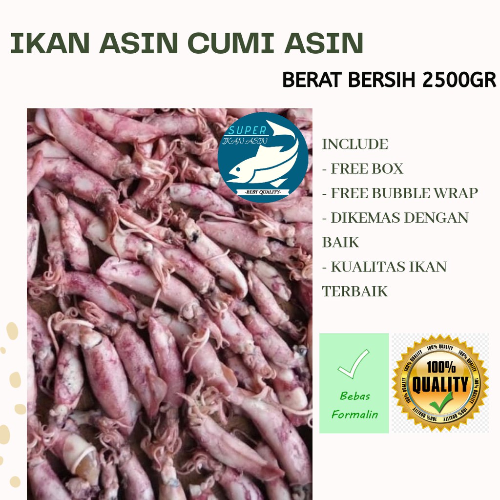 

IKAN ASIN 1 KG / CUMI ASIN/ BABY CUMI / IKAN KEMASAN / KUALITAS SUPER / FROZEN FOOD