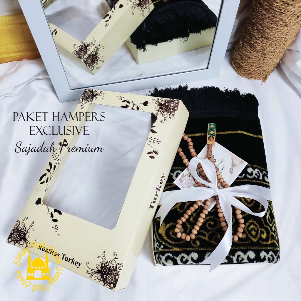 Paket Kado Hampers Sajadah Hitam Exclusive ,SajadahTurki Premium