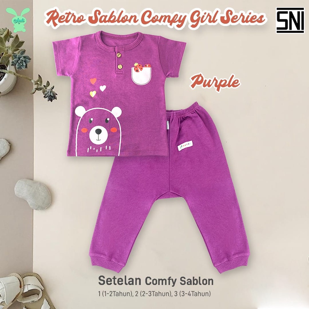 Aruchi Setelan Pendek Panjang Retro Comfy Series Sablon Boy / Girl - Piyama Anak